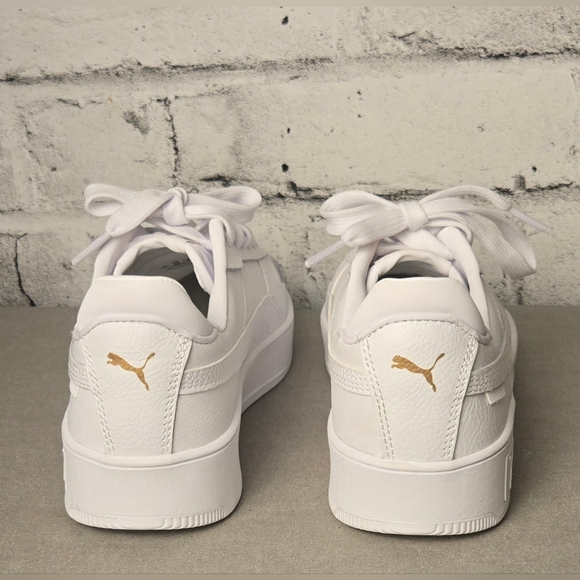 Puma Carina Platform Sneakers White Leather Women’s Size 6 - Picture 4 of 10